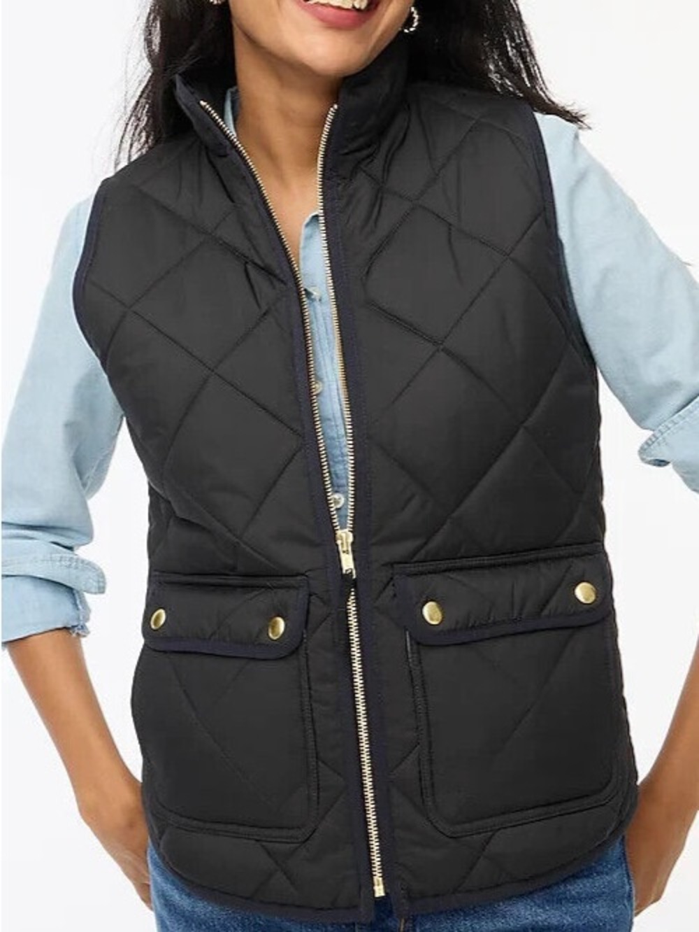 J. Crew Women's Black Quilted Puffer Vest